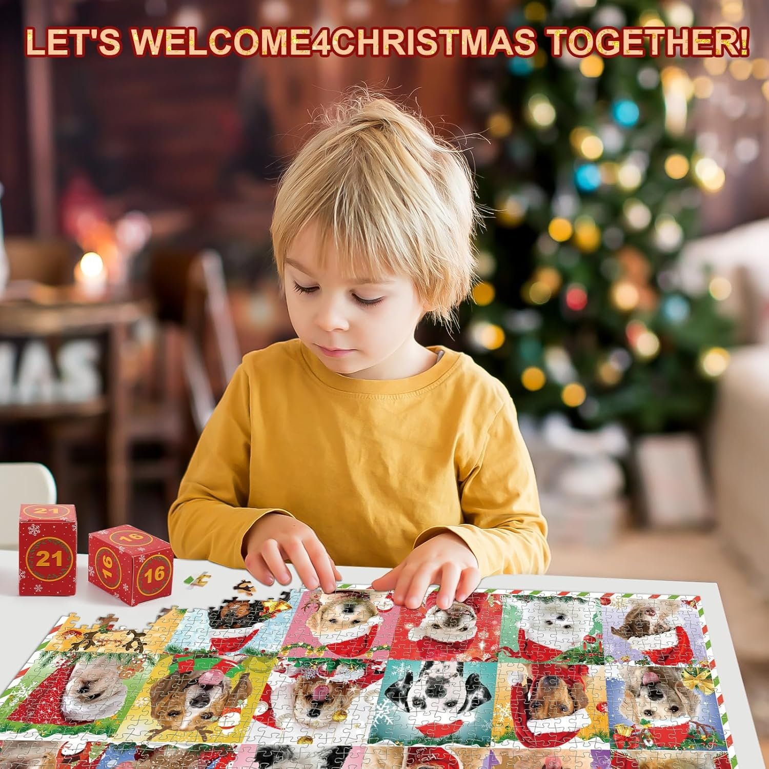 Advent Calendar 2024 Christmas Jigsaw Puzzles, Christmas Dogs Jigsaw Puzzles 1008 Pieces Puzzle 24 Days Christmas Countdown Calendar Family Game Christmas Gifts for Kids Teens Adults - Image 9