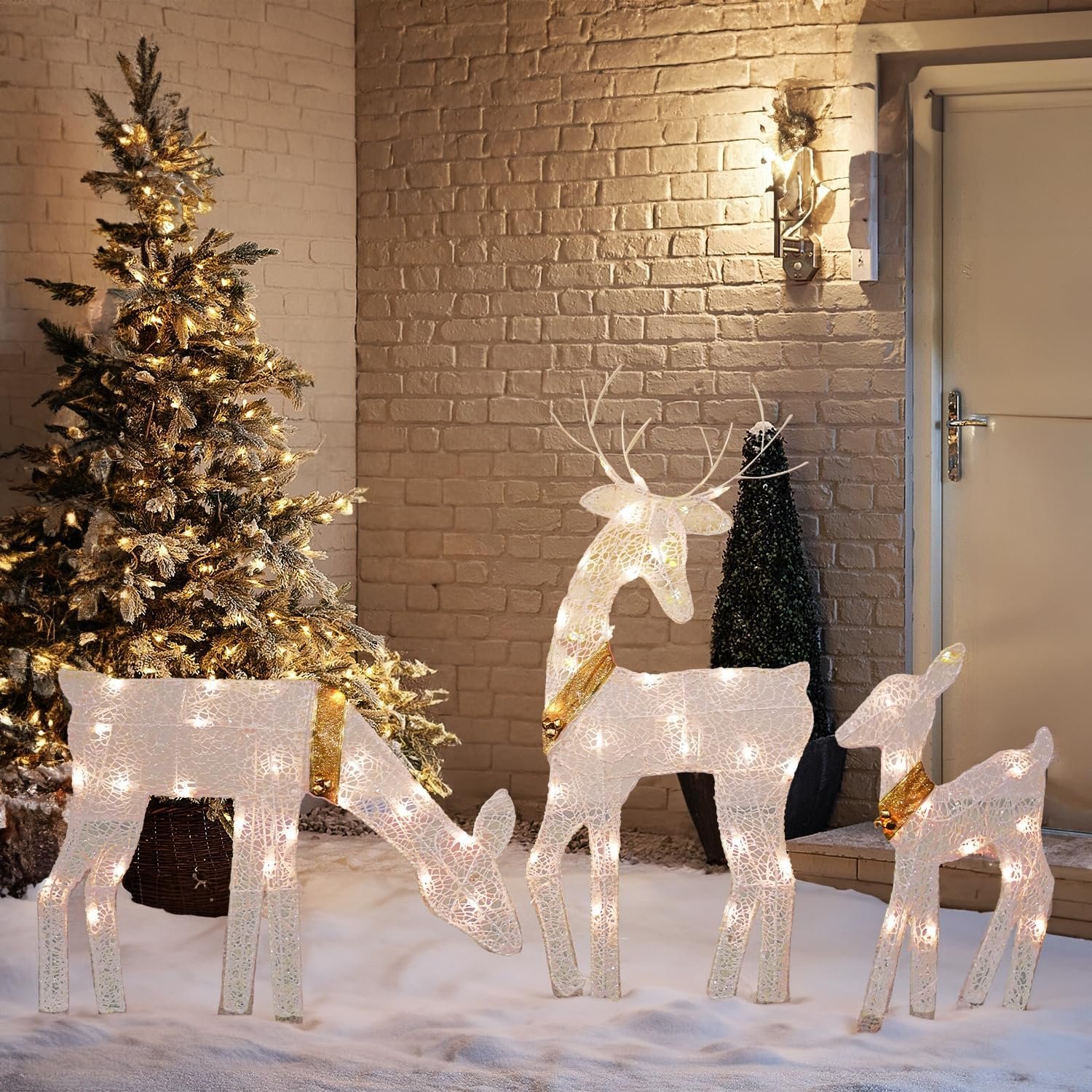 Dazzle Bright Christmas Outdoor Decoration, 3-Piece Lighted 2D Reindeer Family with 60 L, Pre-Lit Light Up Deer Set, Waterproof Outdoor Christmas Deer Decorations for Yard Patio Lawn Garden Party - Image 5