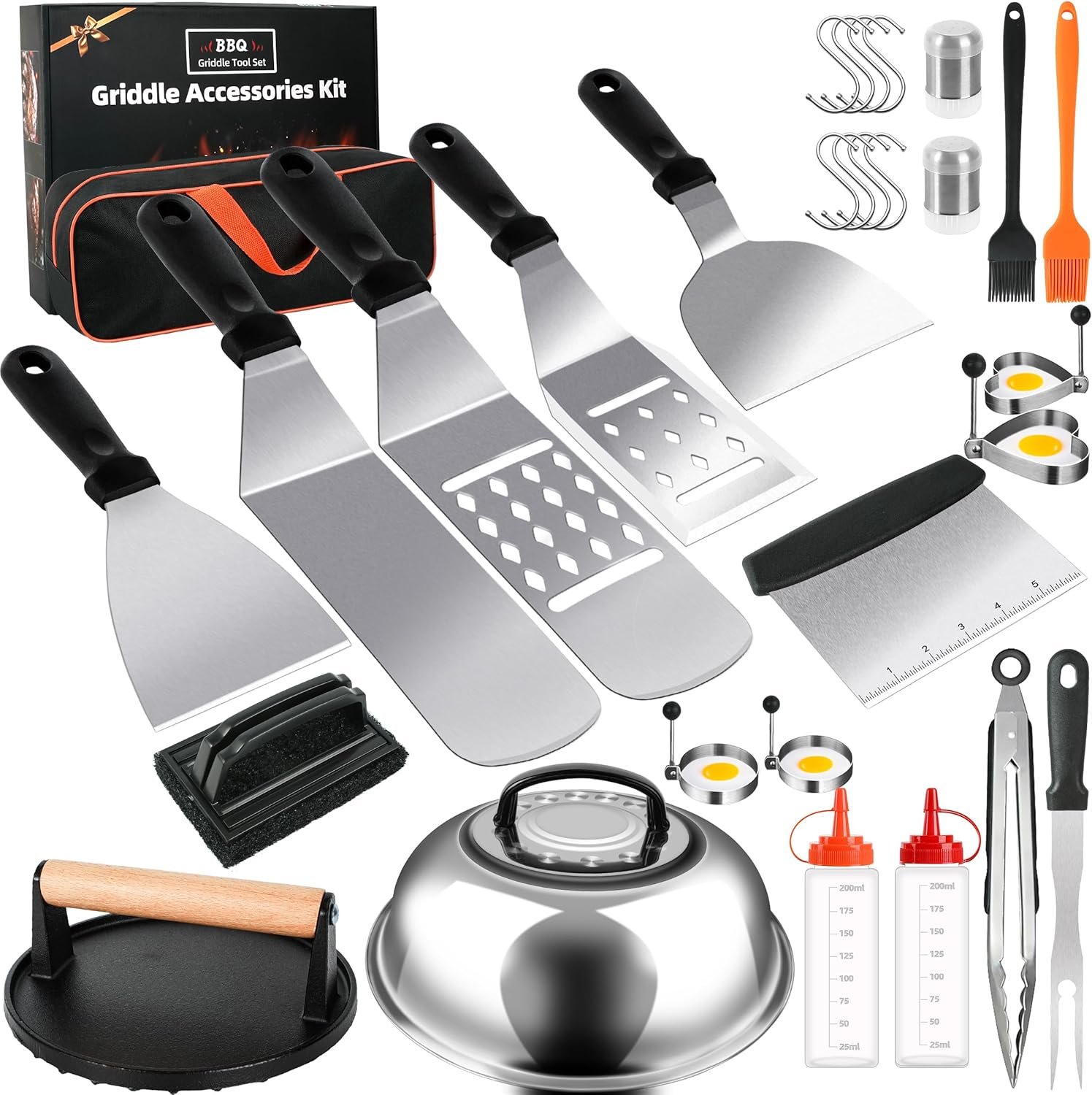 30PCS Griddle Accessories Kit, Flat Top Grill Accessories Set for Blackstone and Camp Chef, Grill Spatula Set with Melting Dome, Burger Press, Gifts for Men, Christmas Stocking Stuffers for Adults Men - Image 2
