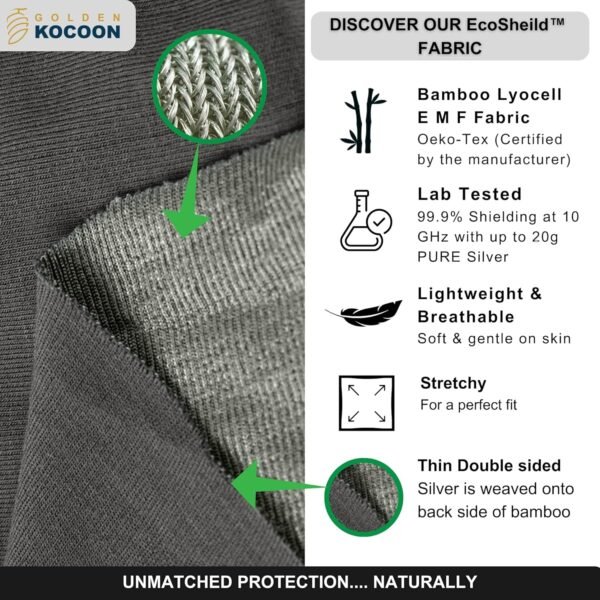 Golden Kocoon® -E-M-F Bamboo Viscose Beanie with EcoShield™ Tech Bamboo Lyocell Faraday Fabric Silver Liner-Adult Size in Black -5 g, Cell Towers,Bluetooth,Smart Meters & WiFi- Golden Cocoon Hat Cap - Image 4