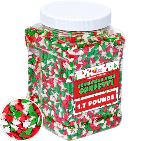 Christmas Tree Sprinkles - 1.7 Pounds - Bulk Red and Green Confetti Sprinkles - Holiday Sprinkles for Cookie Decorating - Christmas Jimmies for Gingerbread Cookies, Baking, Cupcakes - Image 2