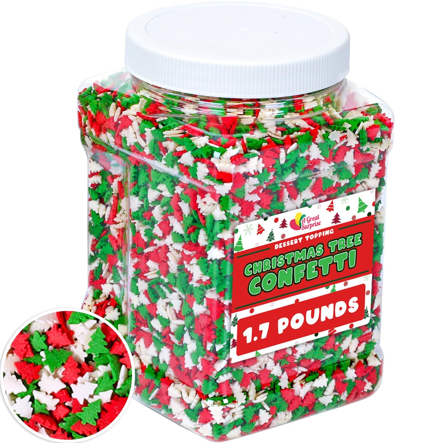 Christmas Tree Sprinkles - 1.7 Pounds - Bulk Red and Green Confetti Sprinkles - Holiday Sprinkles for Cookie Decorating - Christmas Jimmies for Gingerbread Cookies, Baking, Cupcakes - Image 2