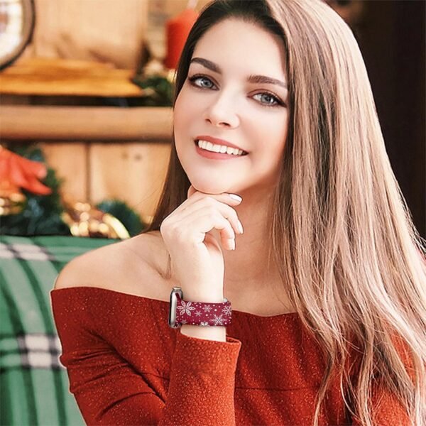 2 Pack Christmas Bands Compatible with Apple Watch Bands 46mm 45mm 44mm 42mm iWatch SE Series 10 9 8 7 6 5 4 3 2 1 Fancy Dressy Silicone Holiday Plaid Snowflakes Strap - Image 3