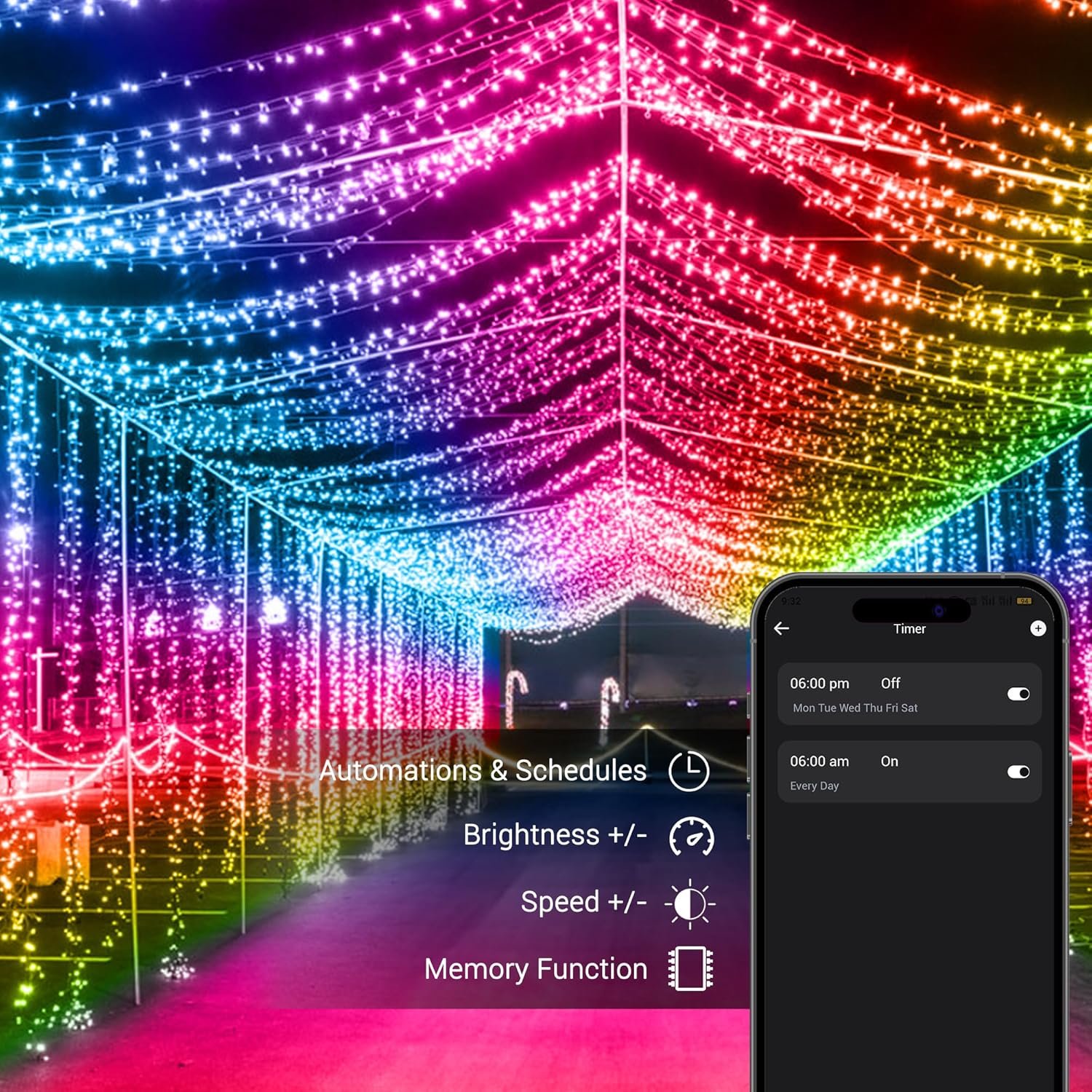 Brizled Pro Smart Christmas Lights, 66ft 200 LED WiFi Christmas Tree Lights, App Controlled RGB Color Changing Xmas Lights String Works with Alexa & Google Home for Holiday Xmas Party Indoor Outdoor - Image 6