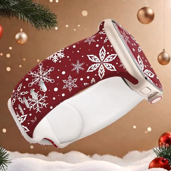 2 Pack Christmas Bands Compatible with Apple Watch Bands 46mm 45mm 44mm 42mm iWatch SE Series 10 9 8 7 6 5 4 3 2 1 Fancy Dressy Silicone Holiday Plaid Snowflakes Strap - Image 5