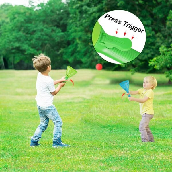 Duckura Outdoor Indoor Game Activities for Kids, Pop-Pass-Catch Ball Game with 4 Catch Launcher Baskets and 24 Balls, Christmas Party Favors Beach Sport Toys for Kids Age 5 6 7 8 9+ - Image 3