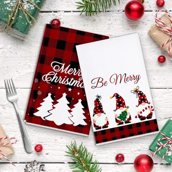 Amandir Set of 6 Red Black Christmas Kitchen Towels Buffalo Plaid 24 x 16 Inch Dish Towels Winter Snowman Truck Tea Towels Christmas Hand Towels for Holiday Xmas Housewarming Gift Farmhouse Home - Image 7
