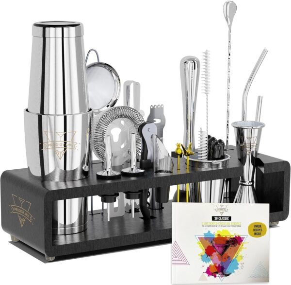 Elite Mixology Bartender Kit 20-Piece Boston Cocktail Shaker Set for Mixing with Stand- Indestructible Bar Accessories Bartending Kit, Cocktail Bar Set, Bartender Set, Bonus Recipe Cards Bar Tools - Image 2