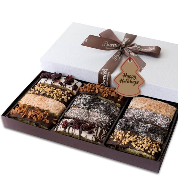 Christmas Gift Baskets, 12 Chocolate Biscotti Gourmet Holiday Chocolate Cookies Gift Box for Women, Gifts Ideas Food Delivery for Men Aunt Grandma - Image 2