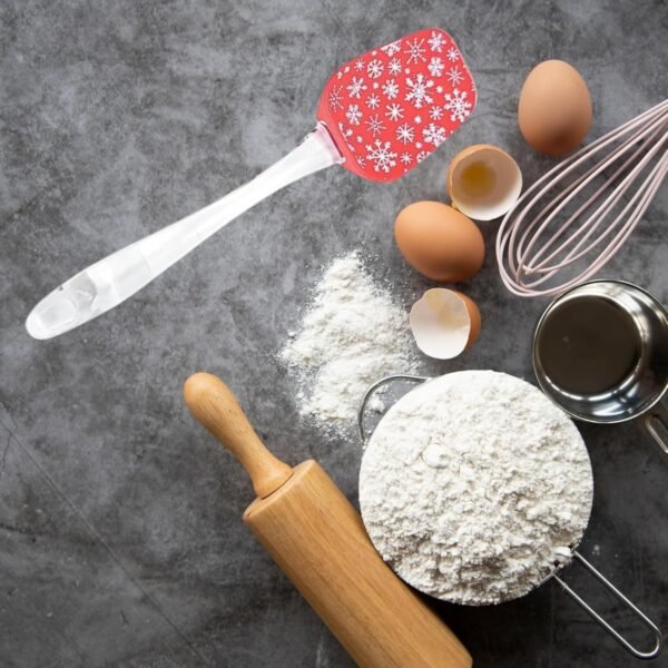 Ja'Cor Christmas Red Silicone Spatula with White Snowflakes 10 Inch, Heat Resistant up to 400°F, Durable Christmas Spatula for Cooking Baking Mixing, Holiday Kitchen Decoration, 1 Pack - Image 5