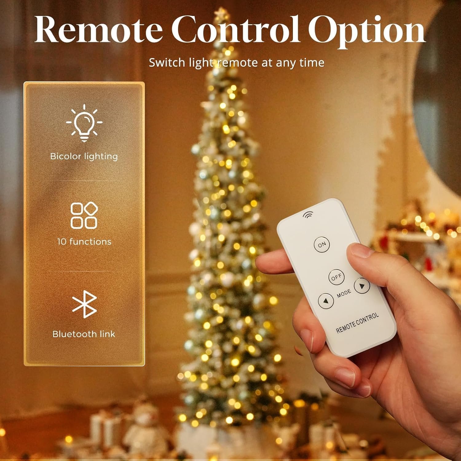 Snow Flocked Christmas Tree,Pre-lit Christmas with 8 Modes Remote,Artificial Pencil Christmas Tree for Holiday, Party Decoration (7.5ft) - Image 4