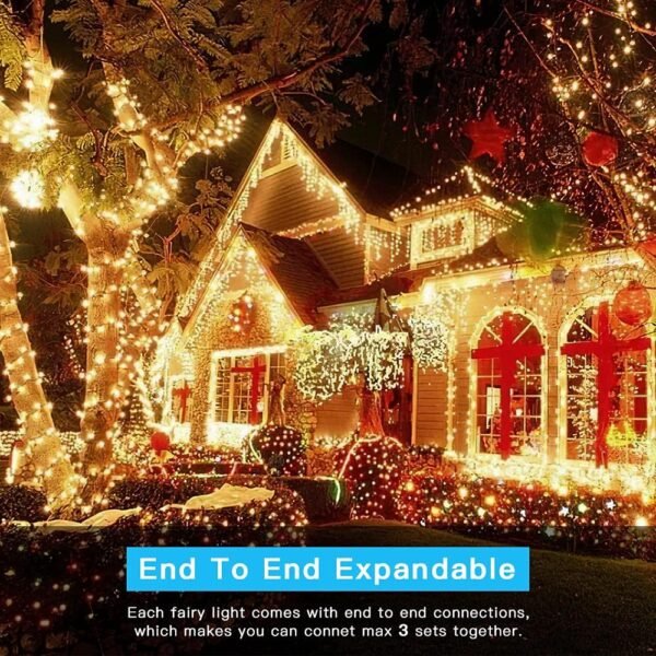 AmyHomie Warm White Christmas Lights, 108Ft 300LED Plug-in Christmas String Lights,8 Modes Waterproof Fairy String Lights for Outdoor & Indoor Christmas Tree Home Patio Garden Party Wedding Decor - Image 5