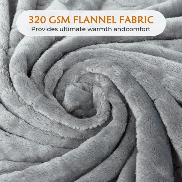 TOONOW Fleece Blanket Super Soft Cozy Throw Blanket 50" x 60", Lightweight Fuzzy Comfy Textured Flannel Blanket Warm Plush Throw Blankets for Couch, Sofa, Bed, Light Grey - Image 5