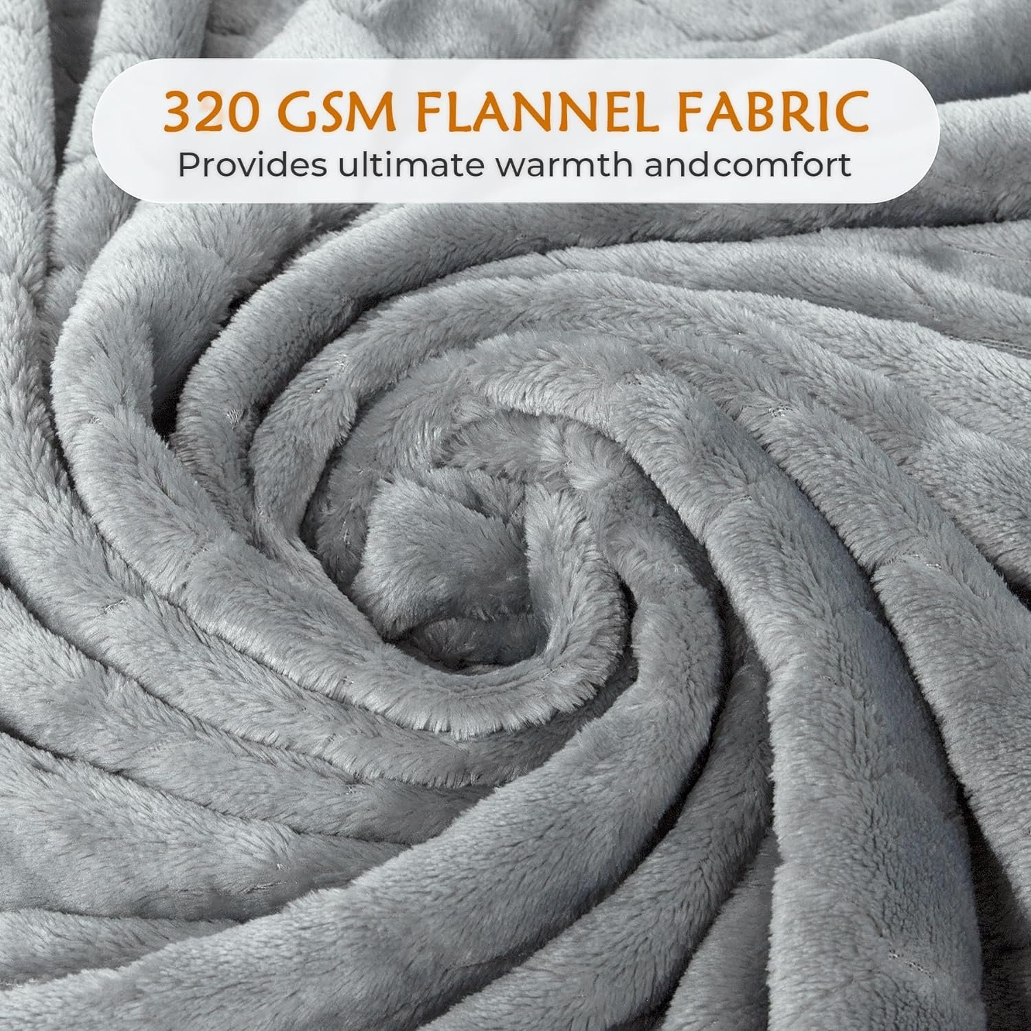TOONOW Fleece Blanket Super Soft Cozy Throw Blanket 50" x 60", Lightweight Fuzzy Comfy Textured Flannel Blanket Warm Plush Throw Blankets for Couch, Sofa, Bed, Light Grey - Image 5