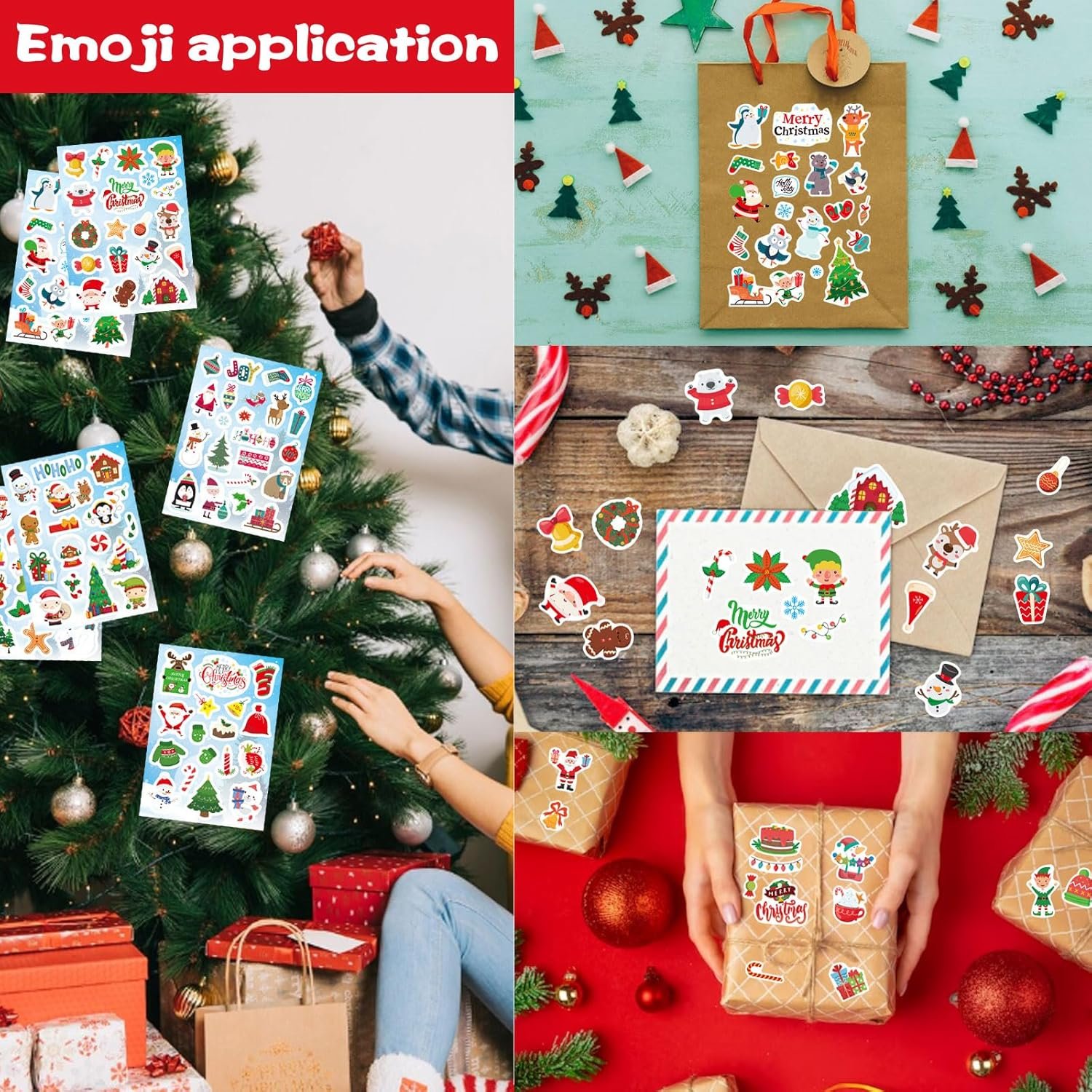 Christmas Theme Stickers, 284pcs Christmas Stickers for Kids, Merry Christmas Stickers Non-Repeating, Adhesive Xmas Winter Holiday Party Stickers, Christmas Goodie Bag Fillers Christmas Party - Image 8