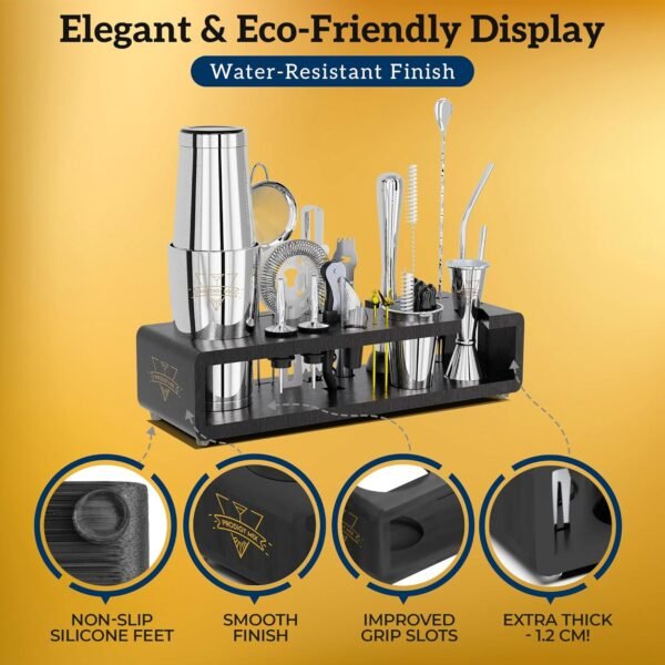 Elite Mixology Bartender Kit 20-Piece Boston Cocktail Shaker Set for Mixing with Stand- Indestructible Bar Accessories Bartending Kit, Cocktail Bar Set, Bartender Set, Bonus Recipe Cards Bar Tools - Image 4