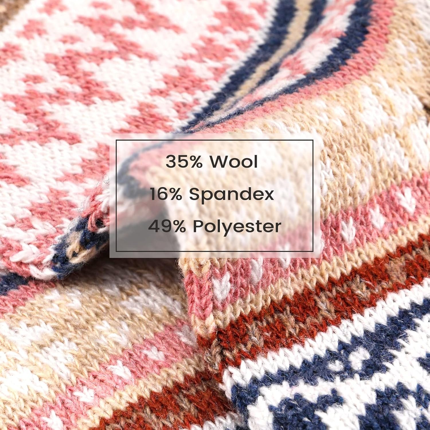 5 Pairs Wool Socks - Wool Socks for Women, Cozy Crew Socks, Warm Winter Socks for Women, Womens Vintage Socks, 6-10 - Image 5