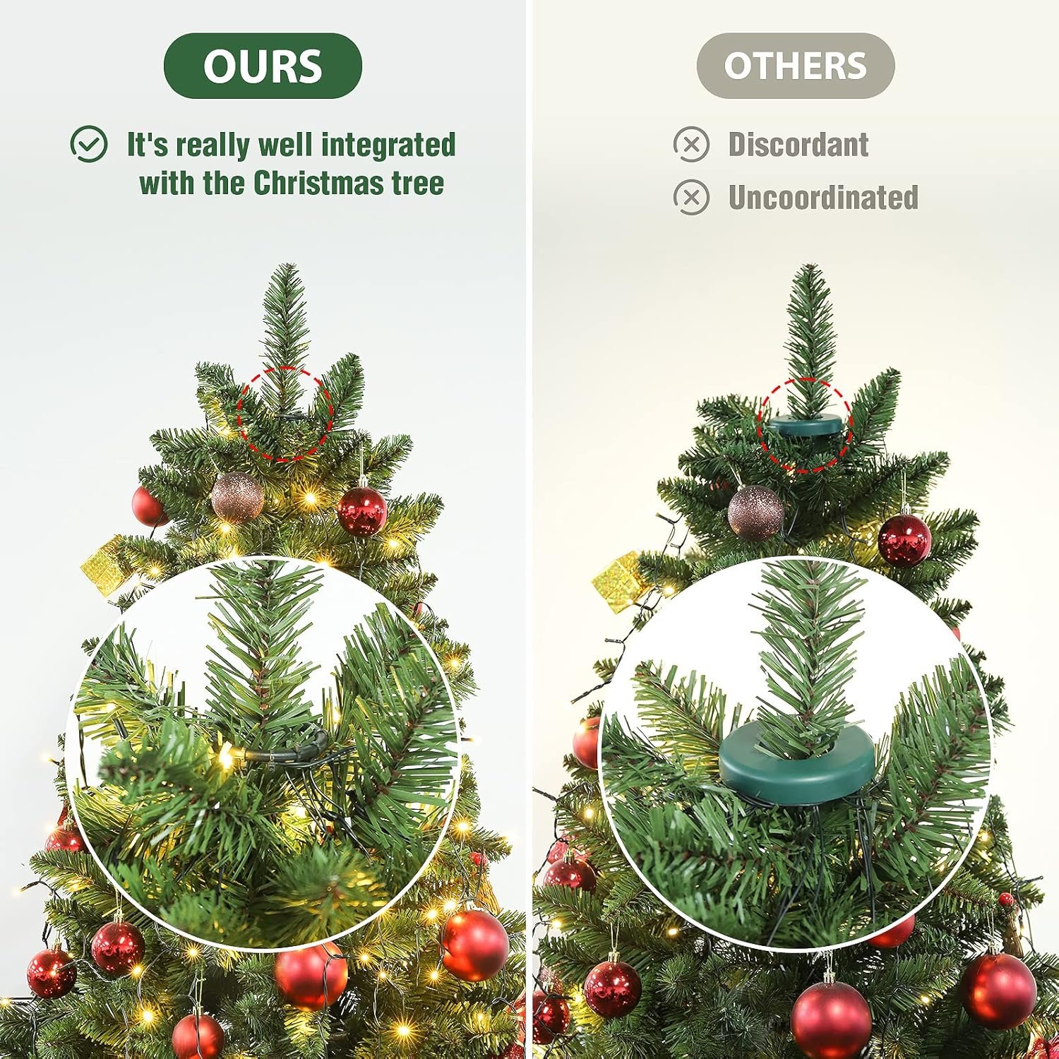 SALCAR Christmas Tree Lights, 6.6FT x 8 Strands Easy to Install Christmas Lights with 8 Modes Memory Timer Function, 280 LEDs UL Certified Ultra-Bright Fairy Lights for 6ft - 8ft Tree, Warm White - Image 7