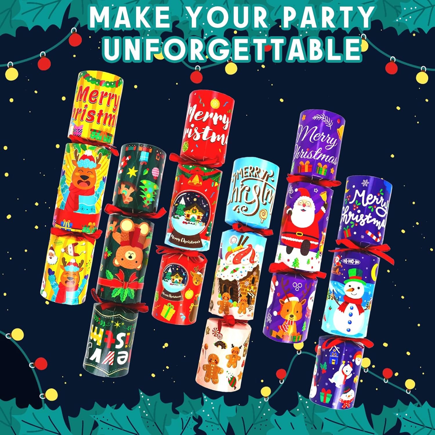 Christmas Party Favors 6 Pack Christmas Crackers with Random Little Gifts Inside Non-Snap Christmas Design Party Table Favors with Holiday Party Favor Supplies - Image 7