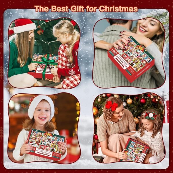 Advent Calendar 2024 Christmas Jigsaw Puzzles, Christmas Dogs Jigsaw Puzzles 1008 Pieces Puzzle 24 Days Christmas Countdown Calendar Family Game Christmas Gifts for Kids Teens Adults - Image 6