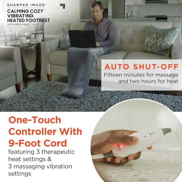 Calming Cozy by Sharper Image Personal Sherpa Wrap with Electric Heating Massaging Vibrating Foot Bed, 3 Heat & 3 Massage Settings for 9 Relaxing Combinations - Image 7