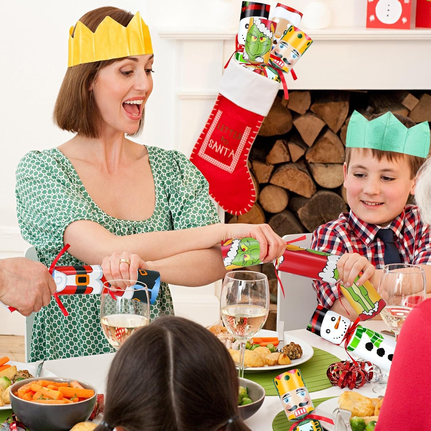 8 Pack Christmas Party Favors No Snap Party Table Favors with Party Hat, Joke & Little Gift Inside, Holiday Party Favor Supplies for Kids and Adults, Christmas Seasonal Holiday Dinner Traditions - Image 4