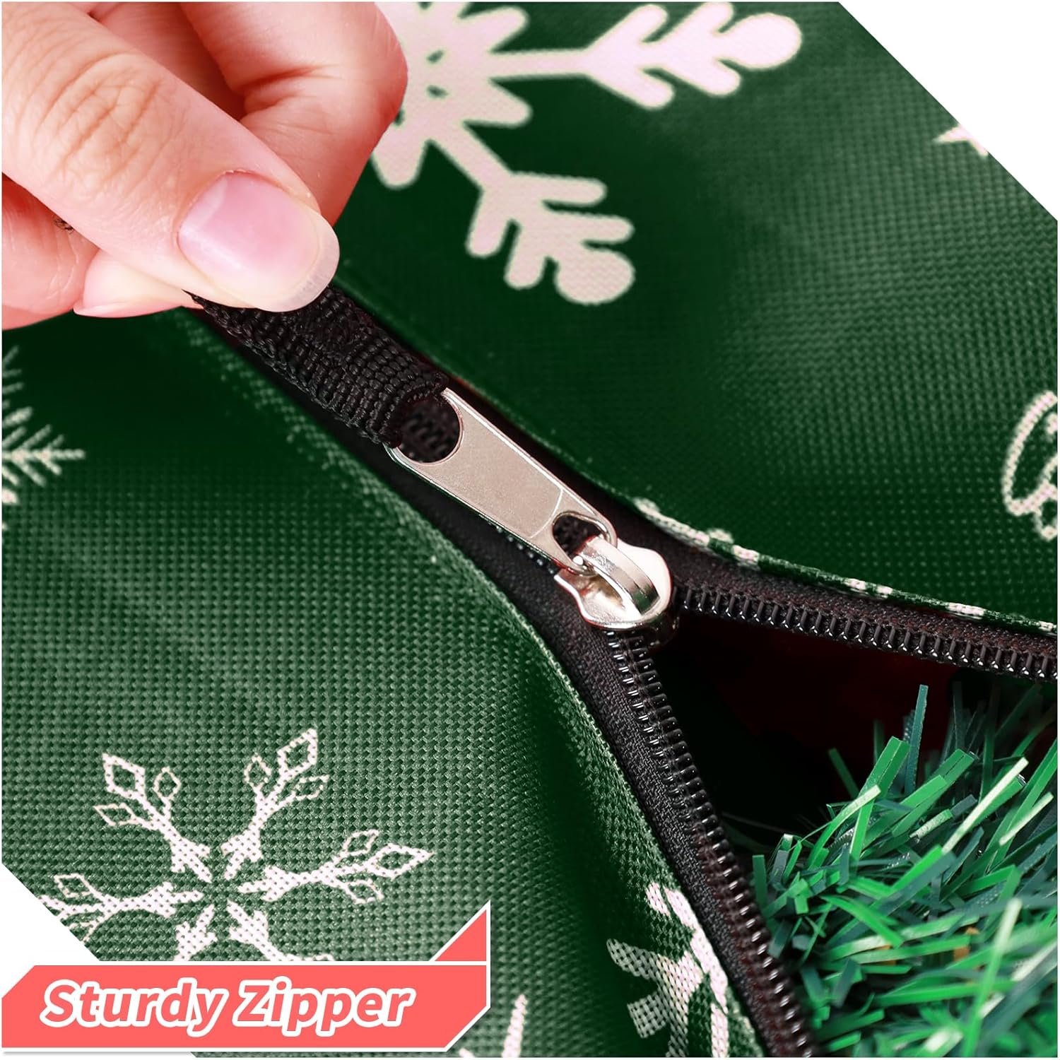 RICHIE Christmas Tree Storage Bag 9 ft, 600D Oxford Tear-proof Xmas Tree Bag, Fits Up to 9 Foot Artificial Trees, Reinforced Handles & Zippered & Durable, Holiday Decoration Storage Bags, Green - Image 4