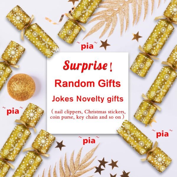 10PACK Christmas Party Favor No-Snap Table Favors with Prize Joke Gifts for Kids Adults Party Supplies Dinner Decorations British English Holiday Games Gold Snowflake Pattern - Image 5