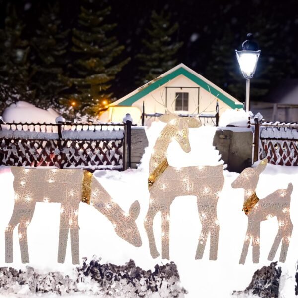 Dazzle Bright Christmas Outdoor Decoration, 3-Piece Lighted 2D Reindeer Family with 60 L, Pre-Lit Light Up Deer Set, Waterproof Outdoor Christmas Deer Decorations for Yard Patio Lawn Garden Party - Image 8