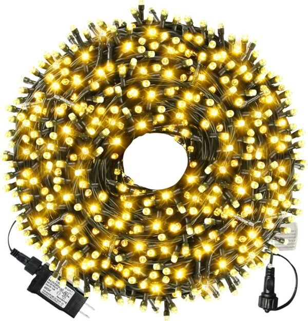 XTF2015 105ft 300 LED Christmas String Lights, End-to-End Plug 8 Modes Christmas Lights - UL Certified - Outdoor Indoor Fairy Lights Christmas Tree, Patio, Garden, Party, Wedding, Holiday (Warm White) - Image 2