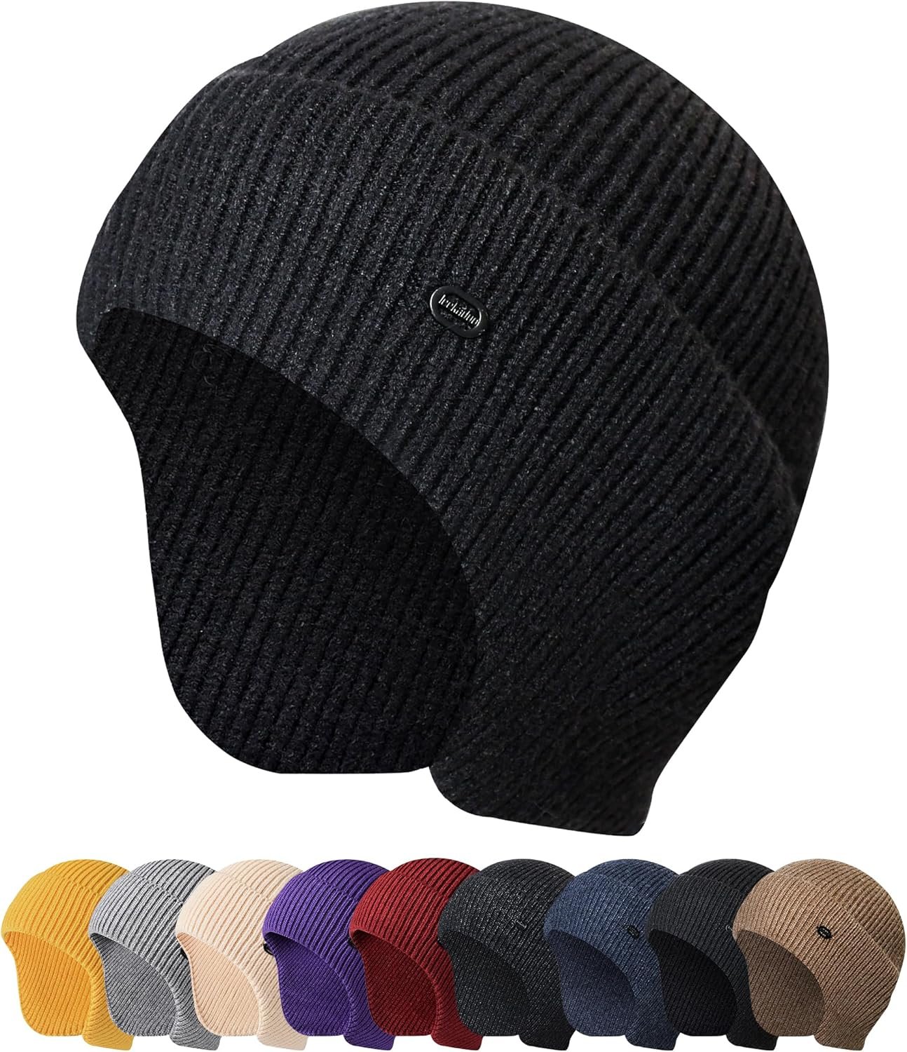 HiRui Knit Beanie Hats Winter Hats Ear Covers for Men Women-Warm Daily Headwear - Image 2