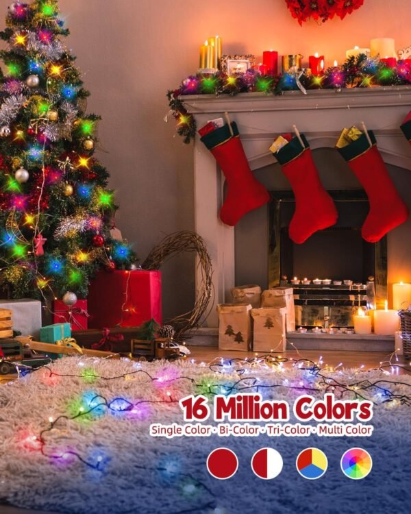 Minetom Color Changing Christmas Lights Outdoor, 66Ft 200 LED Smart RGB String Lights App Controlled, Dimmable Timer Twinkle Christmas Tree Lights, Xmas Tree Lights Plug in for Xmas Tree Party Decor - Image 3