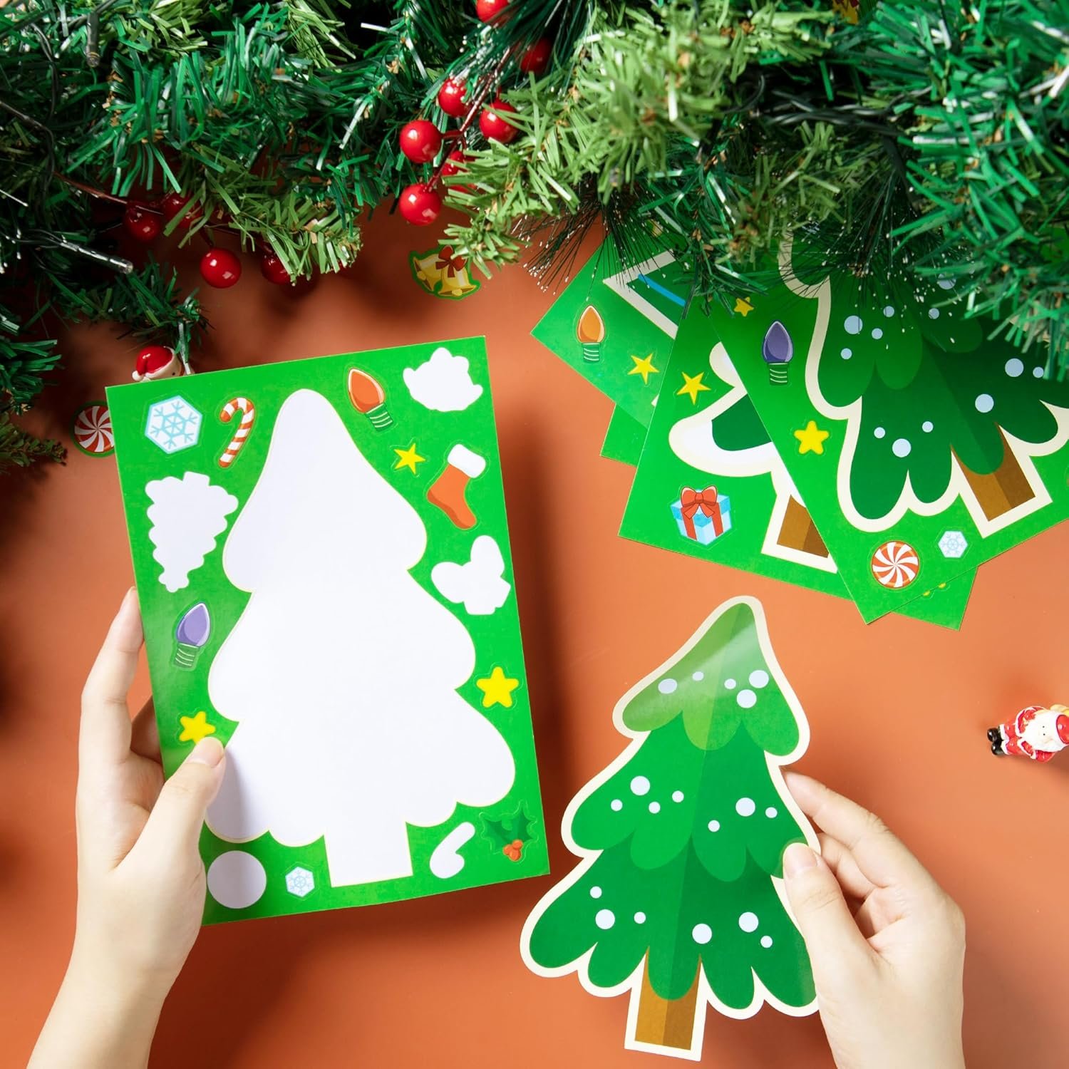 JOYIN 24 Pcs Christmas Tree Stickers, Make Your Own Christmas Tree Stickers Sheets, Party Favors for Kids Xmas Party Supplies, Green Stickers for Classroom Games, Stocking Stuffers Holiday Presents - Image 8