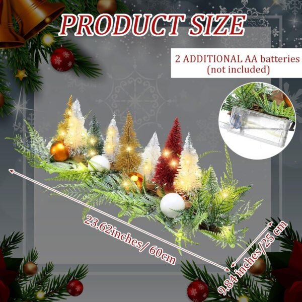 LED Lighted Christmas Table Centerpiece with Bottle Brush Trees Christmas Tree Decoration with Artificial Pine and Balls Xmas Tabletop Centerpieces for Holiday Party Fireplace Home - Image 3