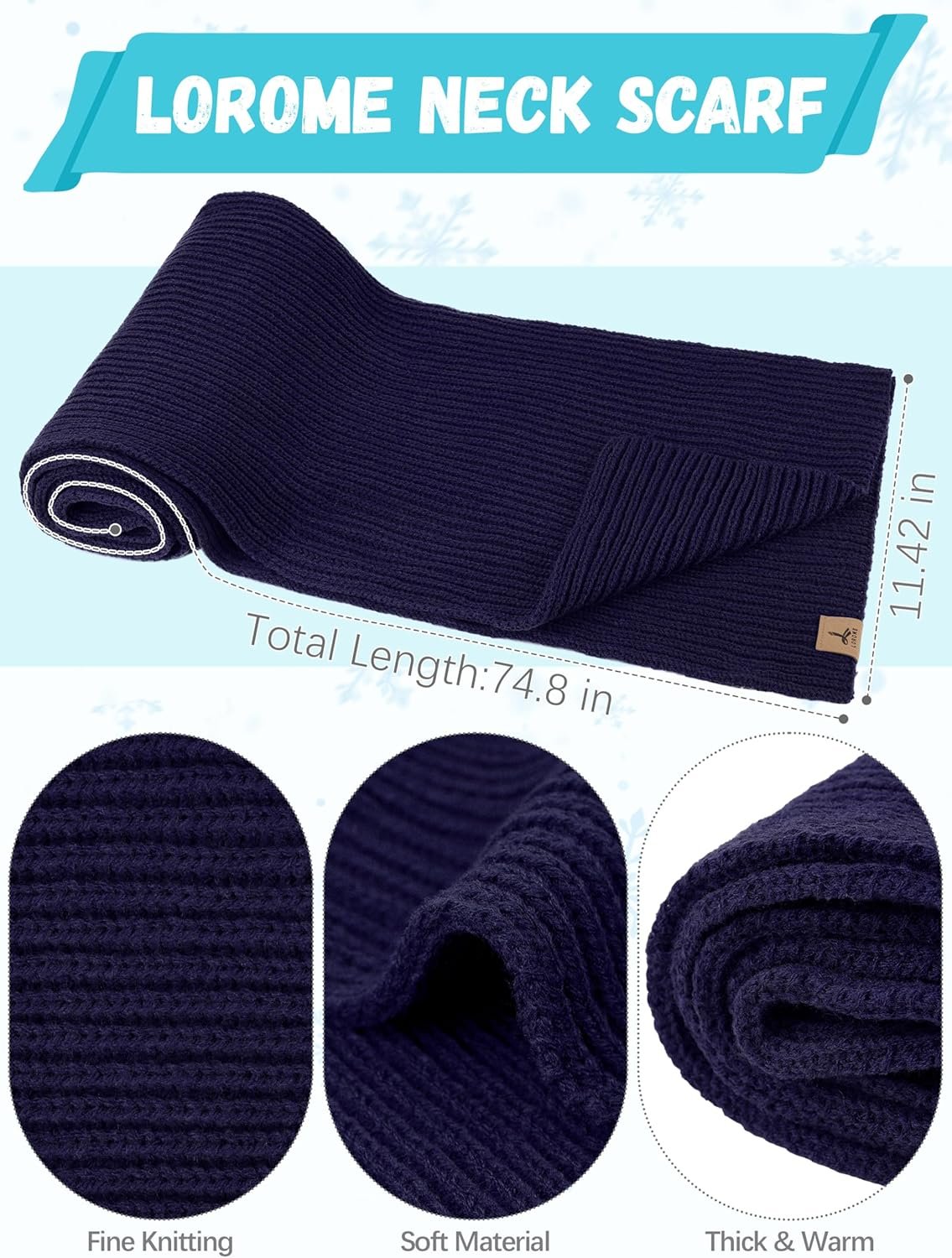 3 PCS Winter Hat Scarf Gloves Set, Soft Warm Knit Beanie Hat Touchscreen Gloves Long Knitted Scarf Set Winter Gifts for Men - Image 4