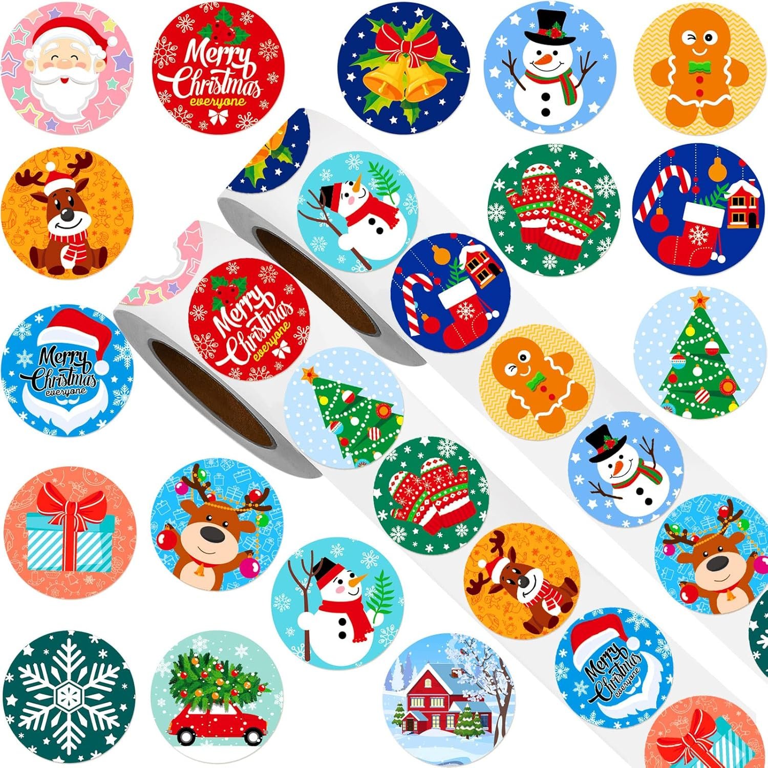1000 Pieces Christmas Roll Stickers 1 Inch Winter Holiday Envelope Stickers Round Xmas Label Tag Seal Sticker for Christmas Party Supplies, Book, Cards, Water Bottles Decor - Image 2