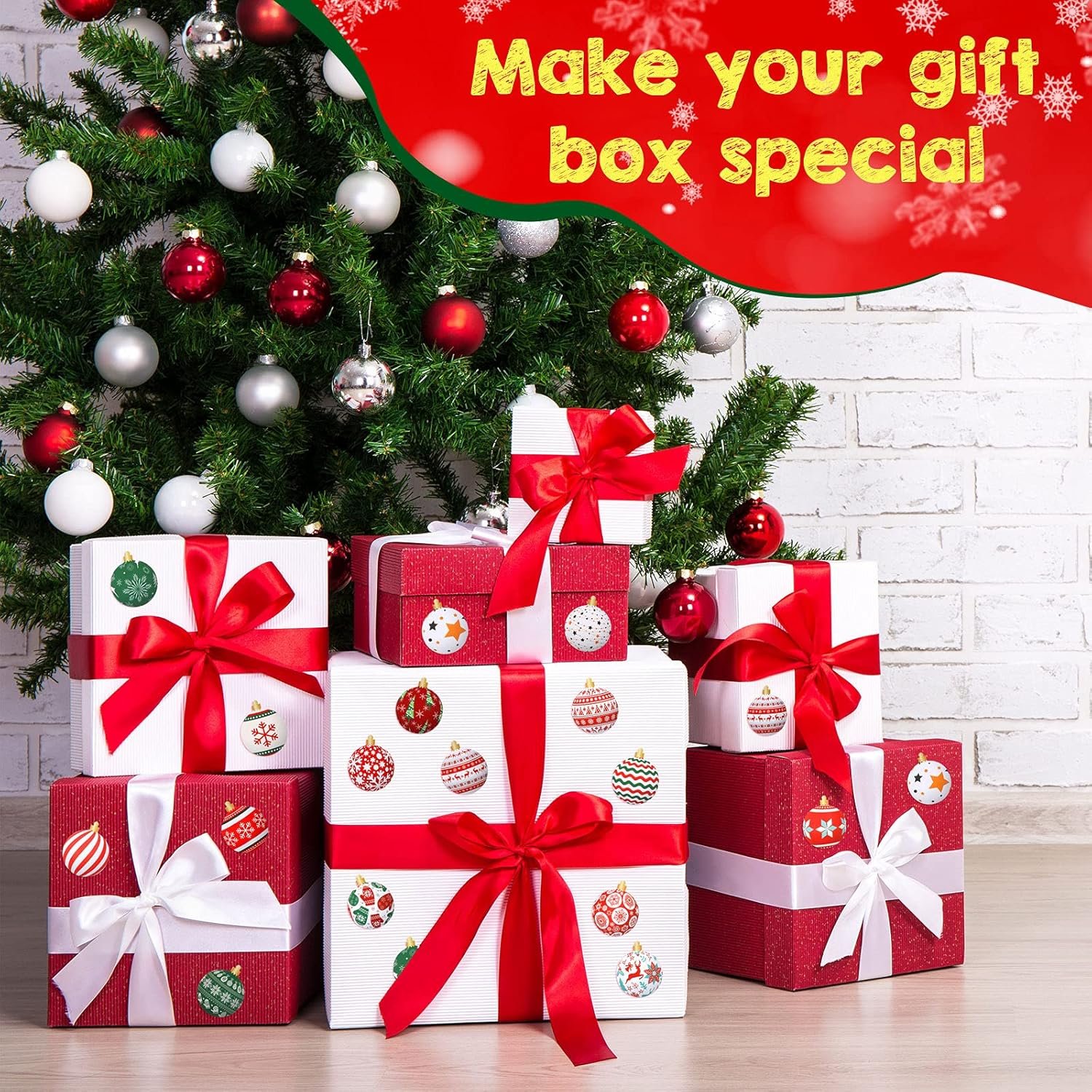 1000 Pcs Christmas Ornament Roll Stickers Christmas Ball Sticker Assorted Holiday Stickers 1.5 Inch Christmas Decoration Stickers Roll for Christmas Candy Bag Party Favors Supplies (Snowflake Style) - Image 6