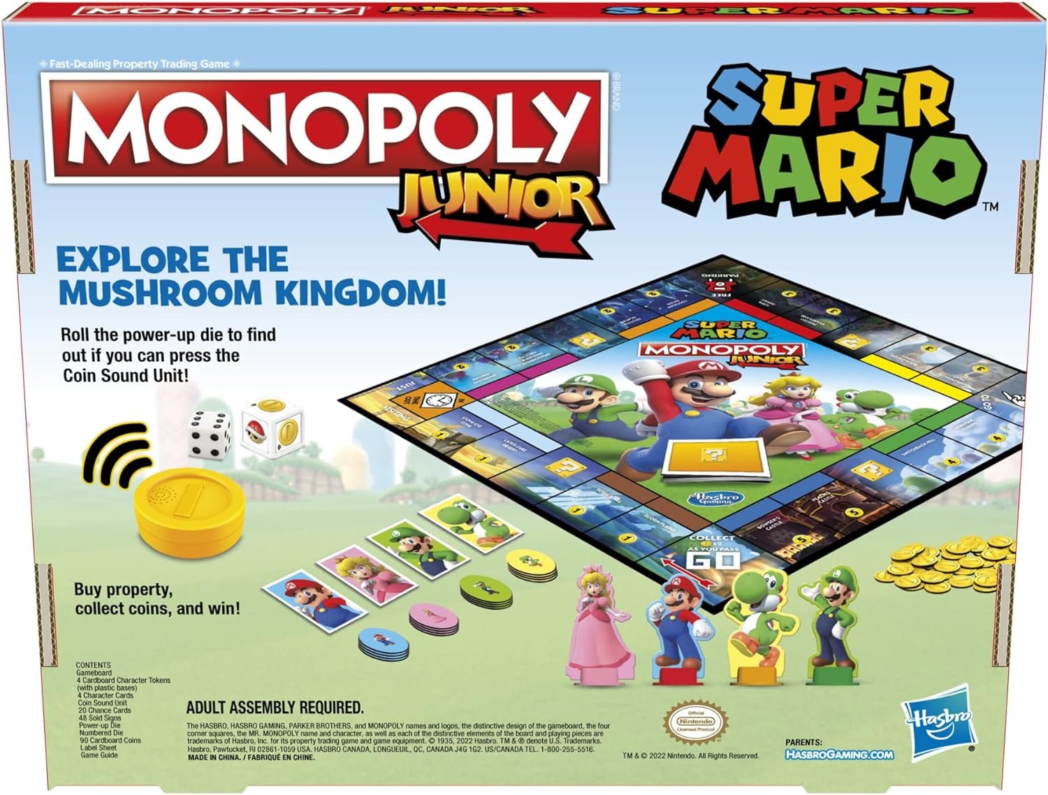 Monopoly Junior Super Mario Edition Board Game, Fun Kids' Ages 5 and Up, Explore The Mushroom Kingdom as Mario, Peach, Yoshi, or Luigi (Amazon Exclusive) - Image 20