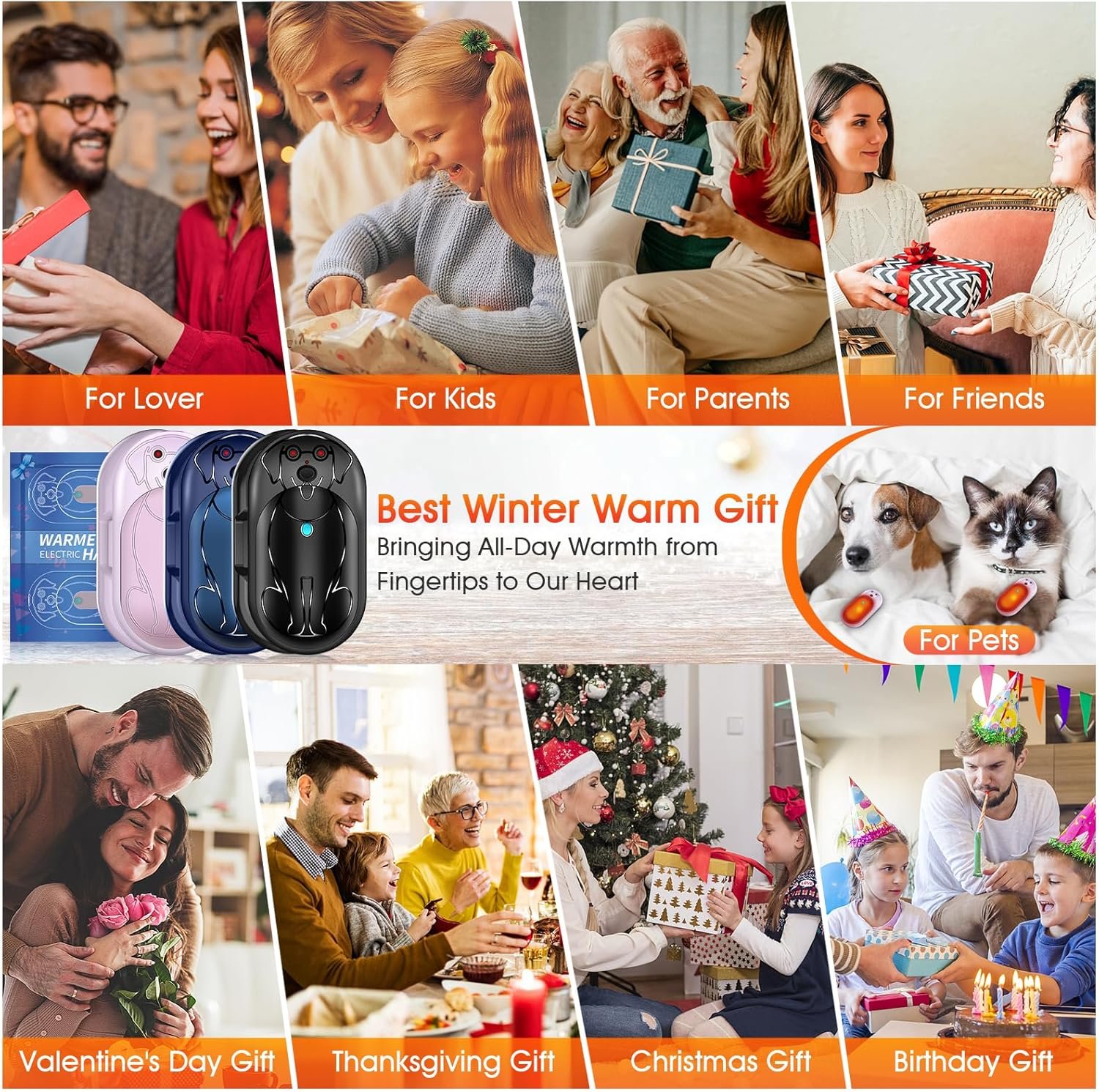 Rechargeable Hand Warmers 6000mAh Portable: Aleath Warm Gifts for Outdoor Hunting Camping - 2 Pack Electric Hot Handwarmers for Women Men - Image 7