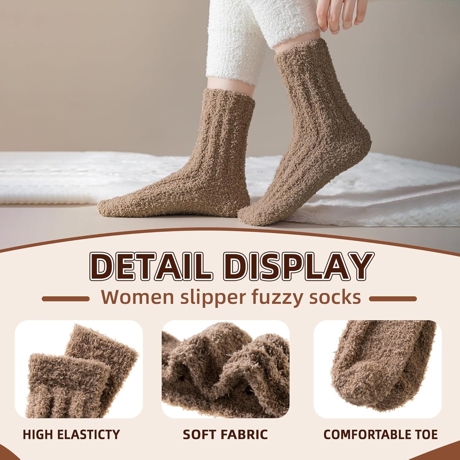 Velice Womens Fuzzy Socks Soft Cozy Fluffy Slipper Winter Socks Warm Plush Sleeping Christmas Socks - Image 5