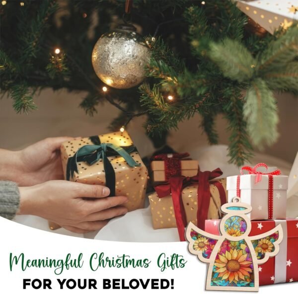 Angel Sunflower Gifts, Christmas Ornaments 2024 - Sympathy Gifts for Loss of Loved One, Pet Bereavement Gift Ideas, Miscarriage Memorial Gifts - Christmas Tree Decoration Suncatcher Ornaments - Image 9