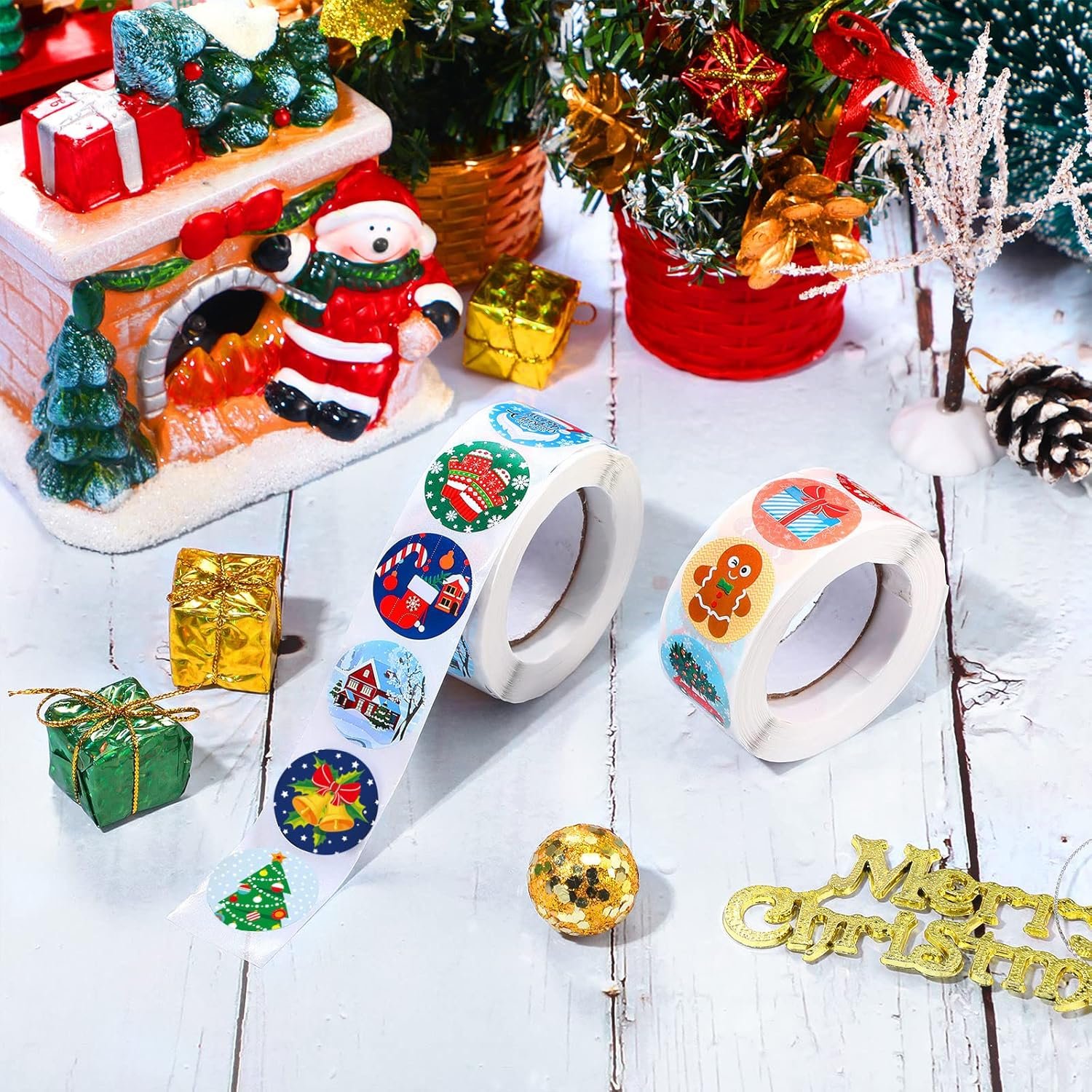 1000 Pieces Christmas Roll Stickers 1 Inch Winter Holiday Envelope Stickers Round Xmas Label Tag Seal Sticker for Christmas Party Supplies, Book, Cards, Water Bottles Decor - Image 8