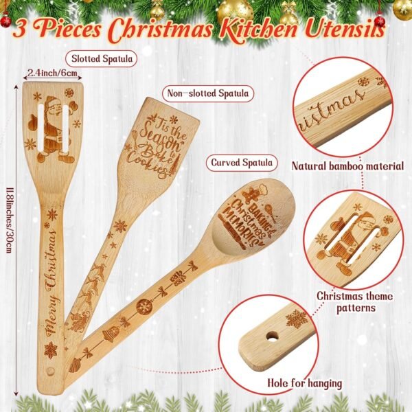 Blosssound Christmas Kitchen Gifts for Her Women Wooden Cutting Board Spatula Spoons Baking Apron Serving Charcuterie Board Merry Christmas Cooking Gifts for Grandma Nana Mimi Mom Xmas Party Decor - Image 6