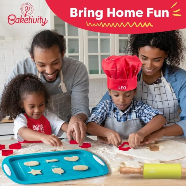 Baketivity Cookie Cutter Set For Kids, 24 Assorted Cookie Cutters of Basic Shapes, Seasonal, and Holiday Themes - With Rolling Pin, Silicone Baking Pan, and Non-Stick Baking Mat - BPA-Free - Ages 4+ - Image 10