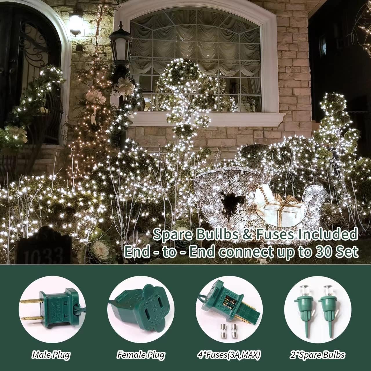 Led Christmas Net Lights Outdoor Christmas Decorations Lights 150LED 6ftx4ft, Connectable Outdoor Fairy Mesh String Lights for Party, Holiday, Wedding, Tree, Bushes Decorations (White) - Image 3