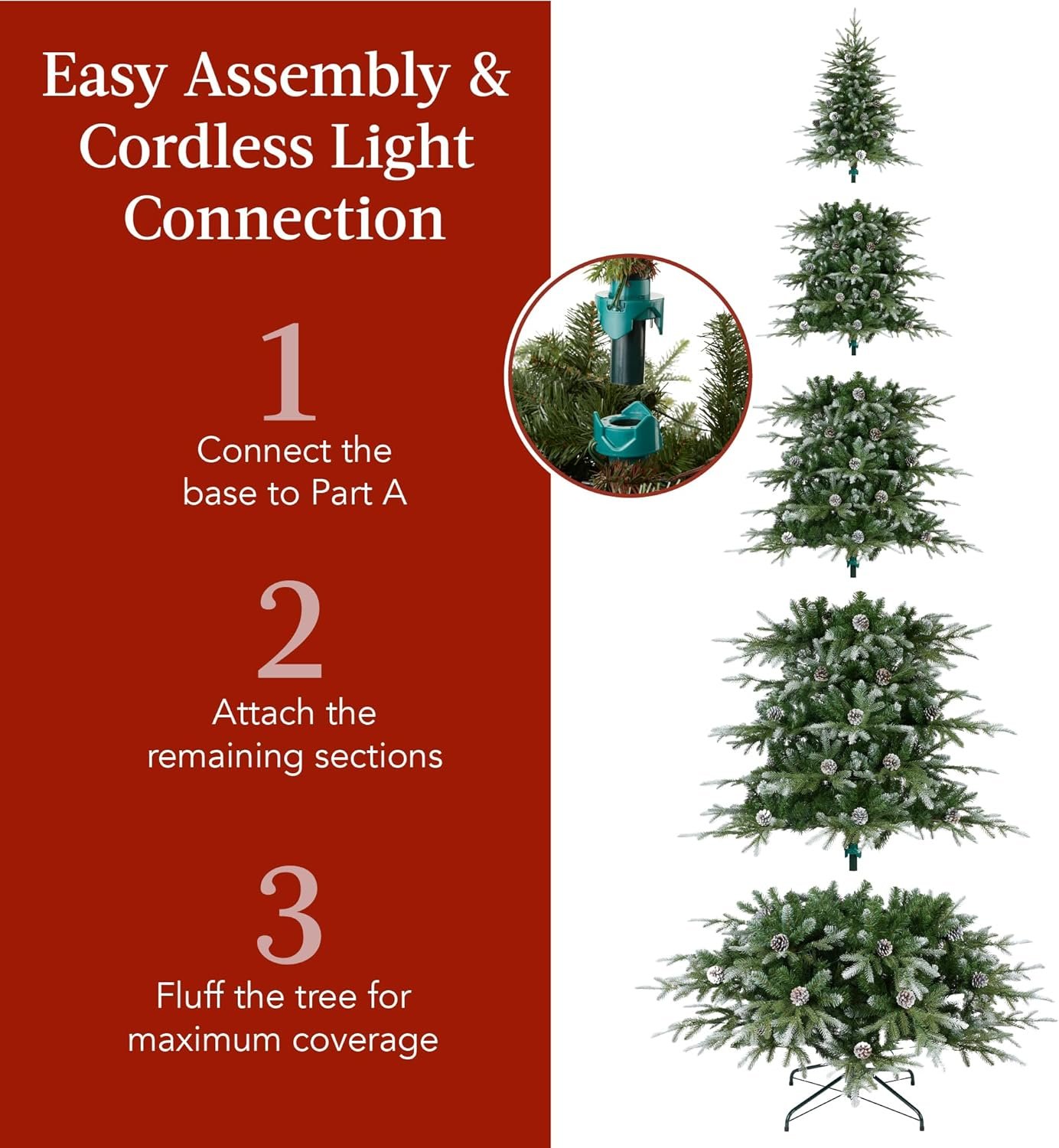 Best Choice Products 12ft Pre-Lit Artificial Frosted Aspen Christmas Tree, Partially Flocked Holiday Décor w/ 2-in-1 White & Multicolor LED Lights - Image 5