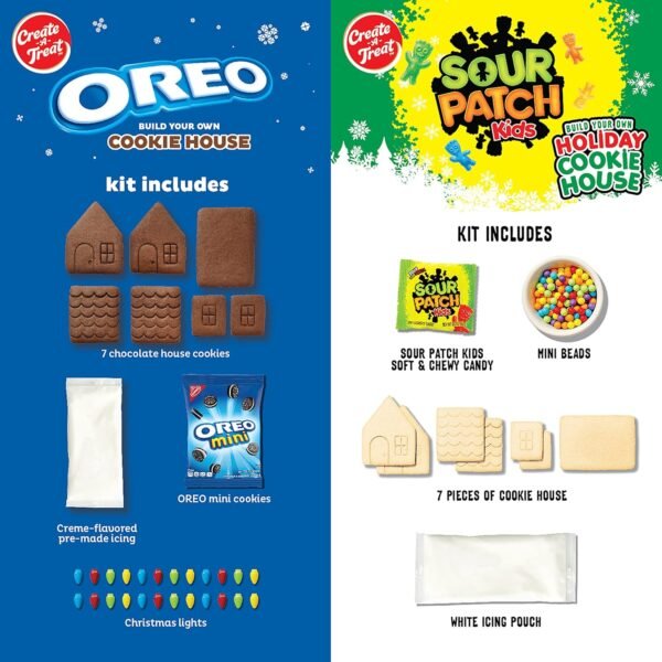 Create-A-Treat OREO and SOUR PATCH KIDS Holiday Cookie House Decorating Kits, 2 Pack Holiday Cookie Decorating Variety - Image 4
