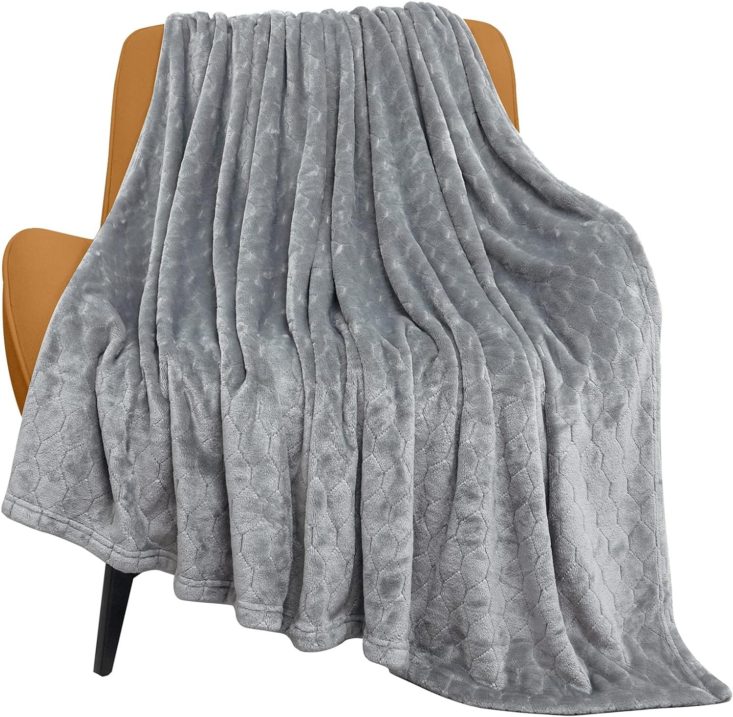 TOONOW Fleece Blanket Super Soft Cozy Throw Blanket 50" x 60", Lightweight Fuzzy Comfy Textured Flannel Blanket Warm Plush Throw Blankets for Couch, Sofa, Bed, Light Grey - Image 2