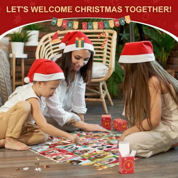 Advent Calendar 2024 Christmas Jigsaw Puzzles, Christmas Dogs Jigsaw Puzzles 1008 Pieces Puzzle 24 Days Christmas Countdown Calendar Family Game Christmas Gifts for Kids Teens Adults - Image 5
