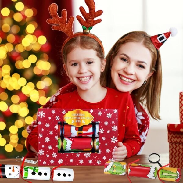 8 Pack Christmas Party Favors No Snap Party Table Favors with Party Hat, Joke & Little Gift Inside, Holiday Party Favor Supplies for Kids and Adults, Christmas Seasonal Holiday Dinner Traditions - Image 7